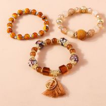 Juego De Pulseras De Ancla Con Borlas Y Cuentas De Resina