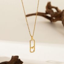 Rectangular Heart-necklace【gold】 Titanium Steel Diamond Flower Shell Four-leaf Flower Bow Blessing Bag Necklace