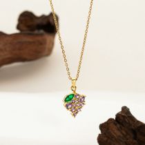 Purple Grape Necklace [gold] Titanium Steel Diamond Flower Shell Four-leaf Flower Bow Blessing Bag Necklace